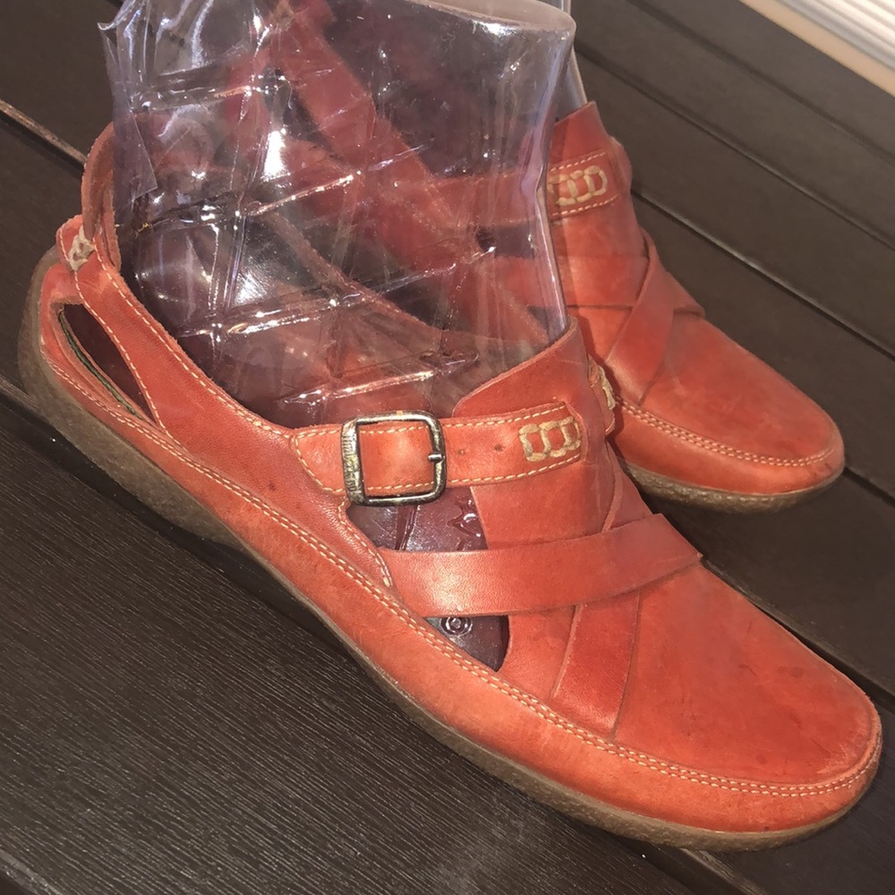 TIMBERLAND 26354-9026 Red Leather Slip On Criss Cross Sandal Shoes 9.5 - Picture 5 of 12